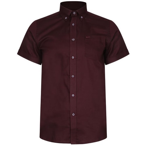 KAM Self Pattern Weave Shirt Burgundy